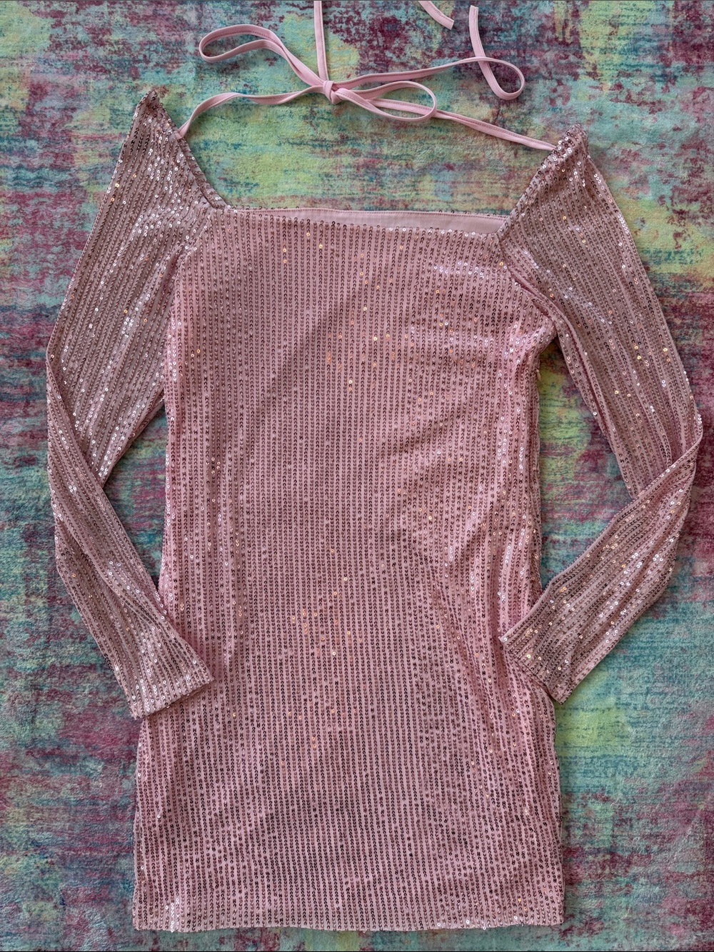 💜Sequin Off-Shoulder Mini Dress in Blush Pink